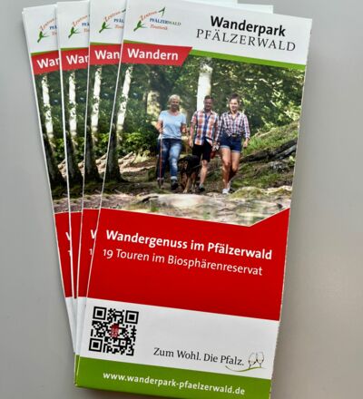 Cover der Wanderkarte für den Pfälzerwald vor grauem Hintergrund